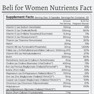 Beli review - Beli for women nutrients facts